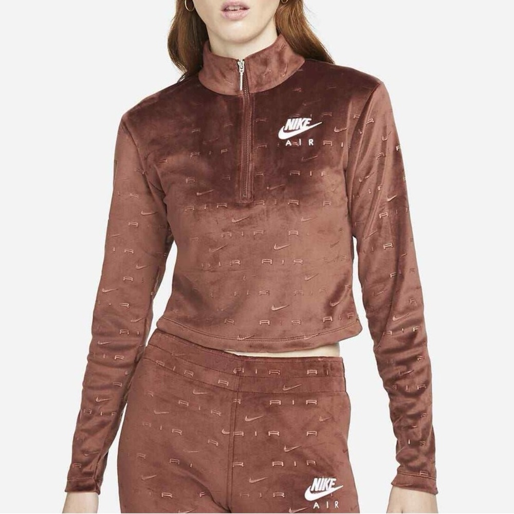 Nike Air | Velour 1/4 zip crop top